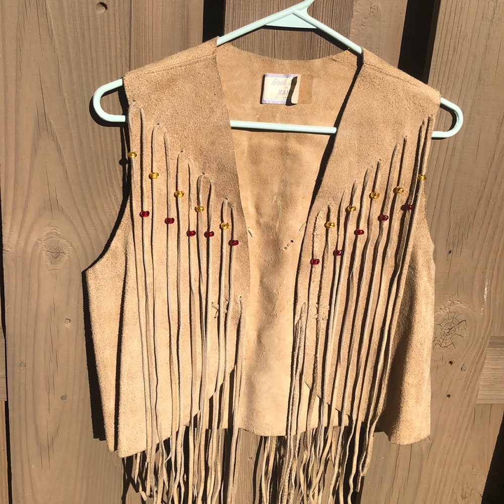 ‼️SOLD‼️Fringe and beaded vintage suede vest